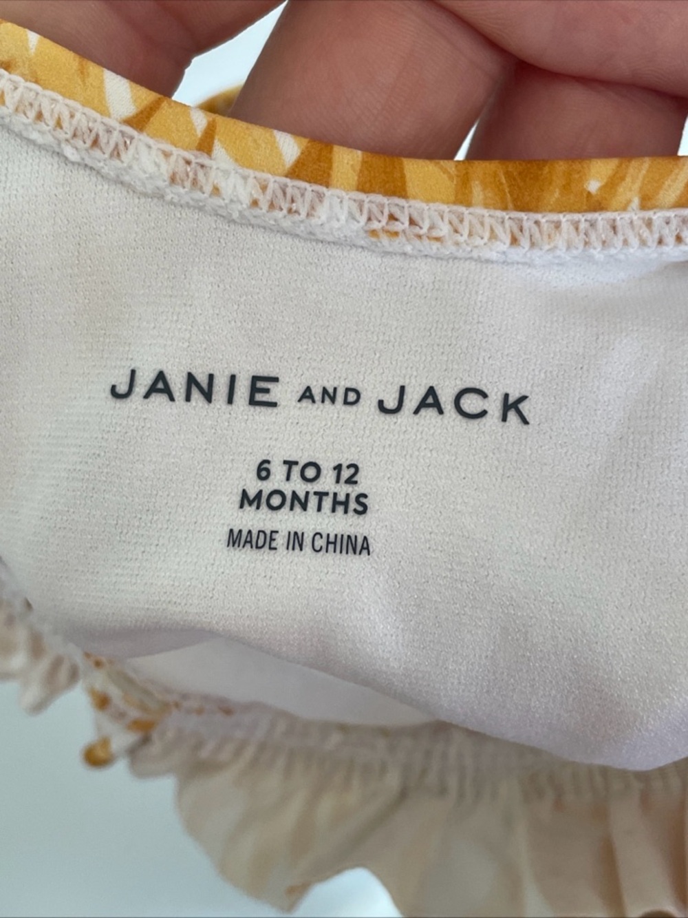 Janie And Jack Baby Girls Gold And White Palm Swimsuit Size 6 To 12 Months - Picture 3 of 4